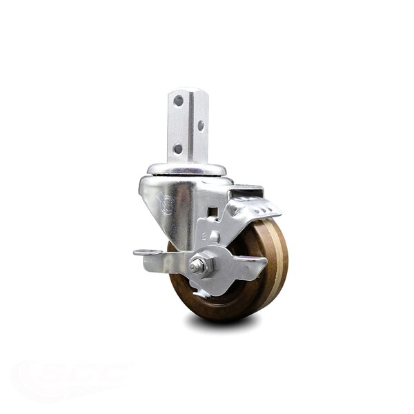 3 Inch High Temp Phenolic Wheel Swivel 3/4 Inch Square Stem Caster with Brake